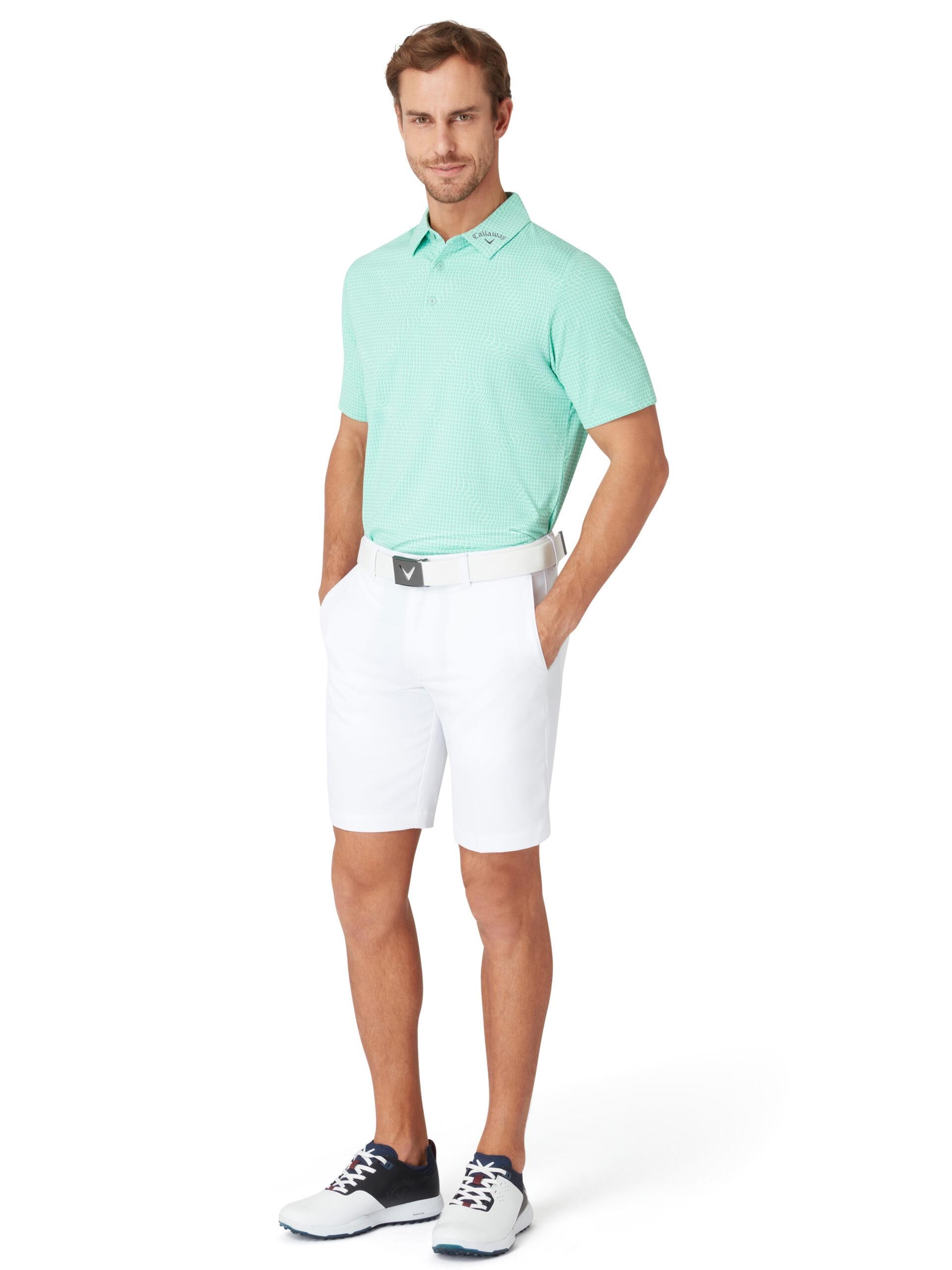 Callaway Warped Gingham Print Herren Poloshirt, neptune green