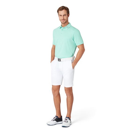 Callaway Warped Gingham Print Herren Poloshirt, neptune green