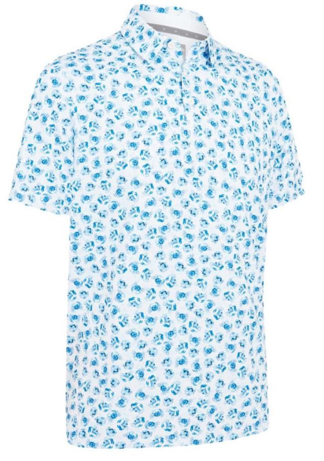 Callaway Crab Novelty Print Herren Poloshirt, weiss