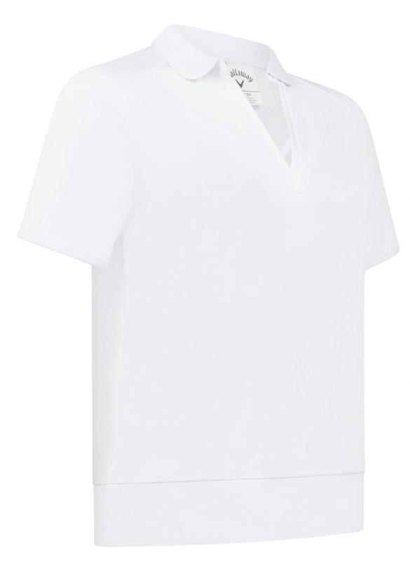 Callaway Waist Length Mesh Detail Short Sleeve Damen Poloshirt, weiss