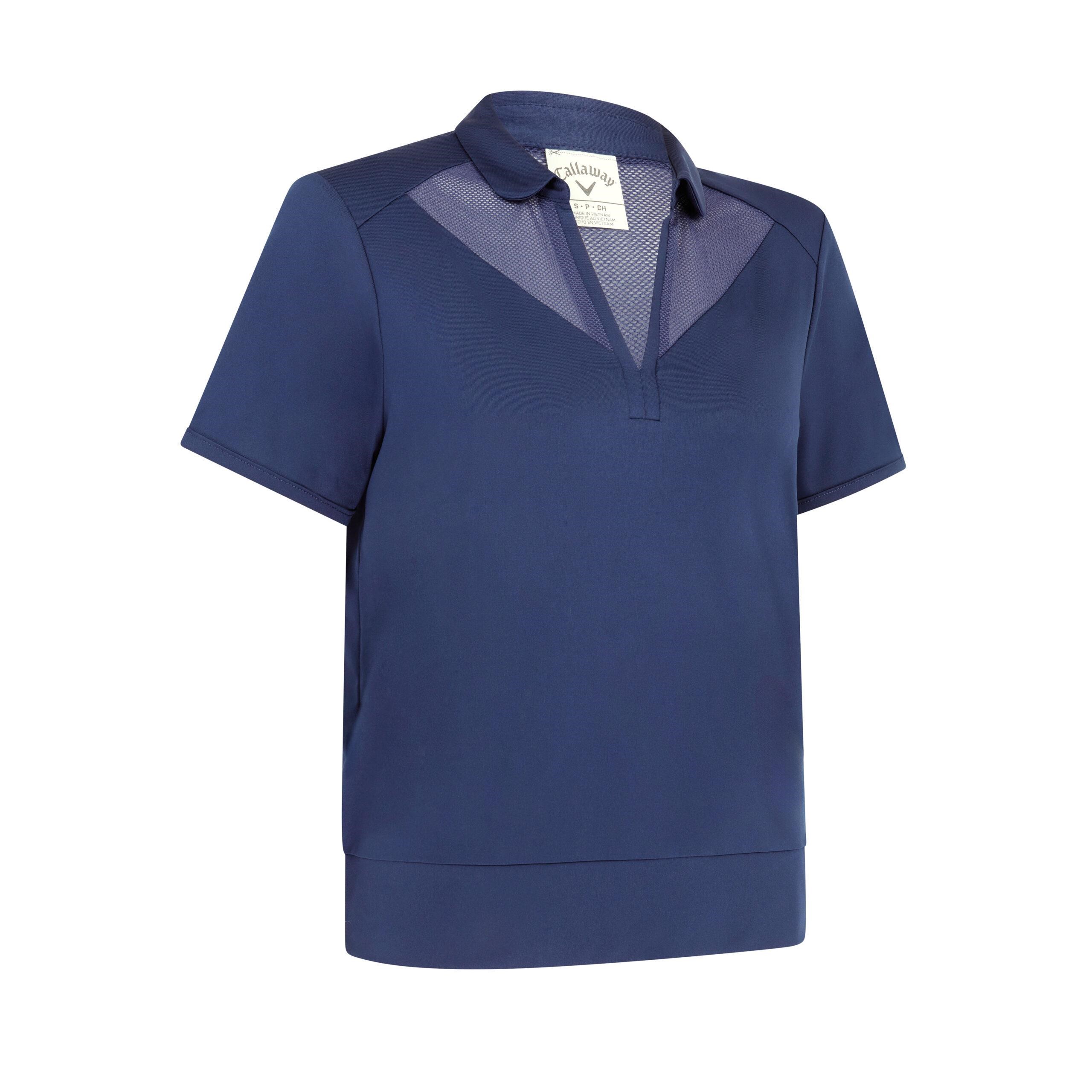 Callaway Waist Length Mesh Detail Short Sleeve Damen Poloshirt, dunkelblau