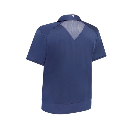 Callaway Waist Length Mesh Detail Short Sleeve Damen Poloshirt, dunkelblau
