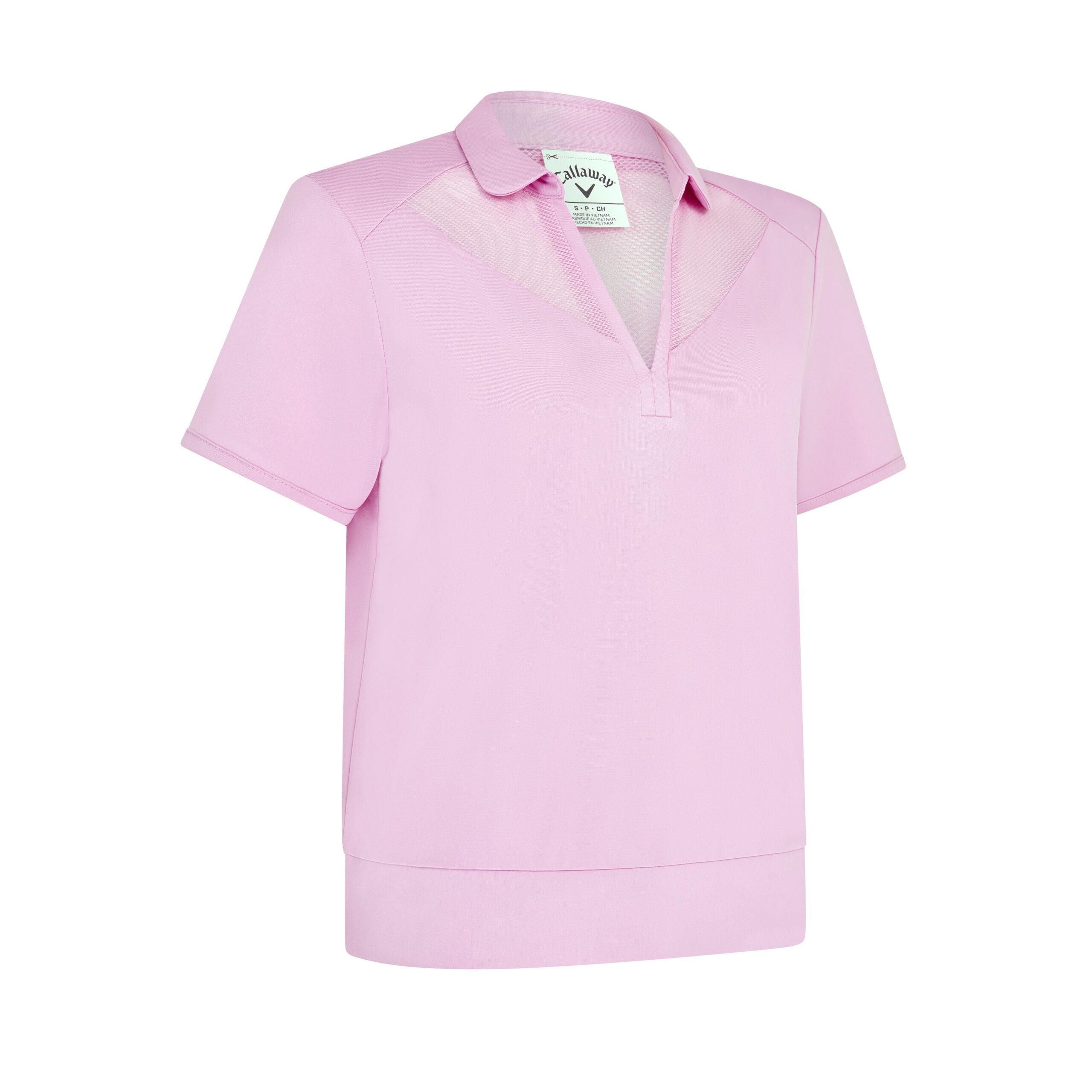 Callaway Waist Length Mesh Detail Short Sleeve Damen Poloshirt, rosa