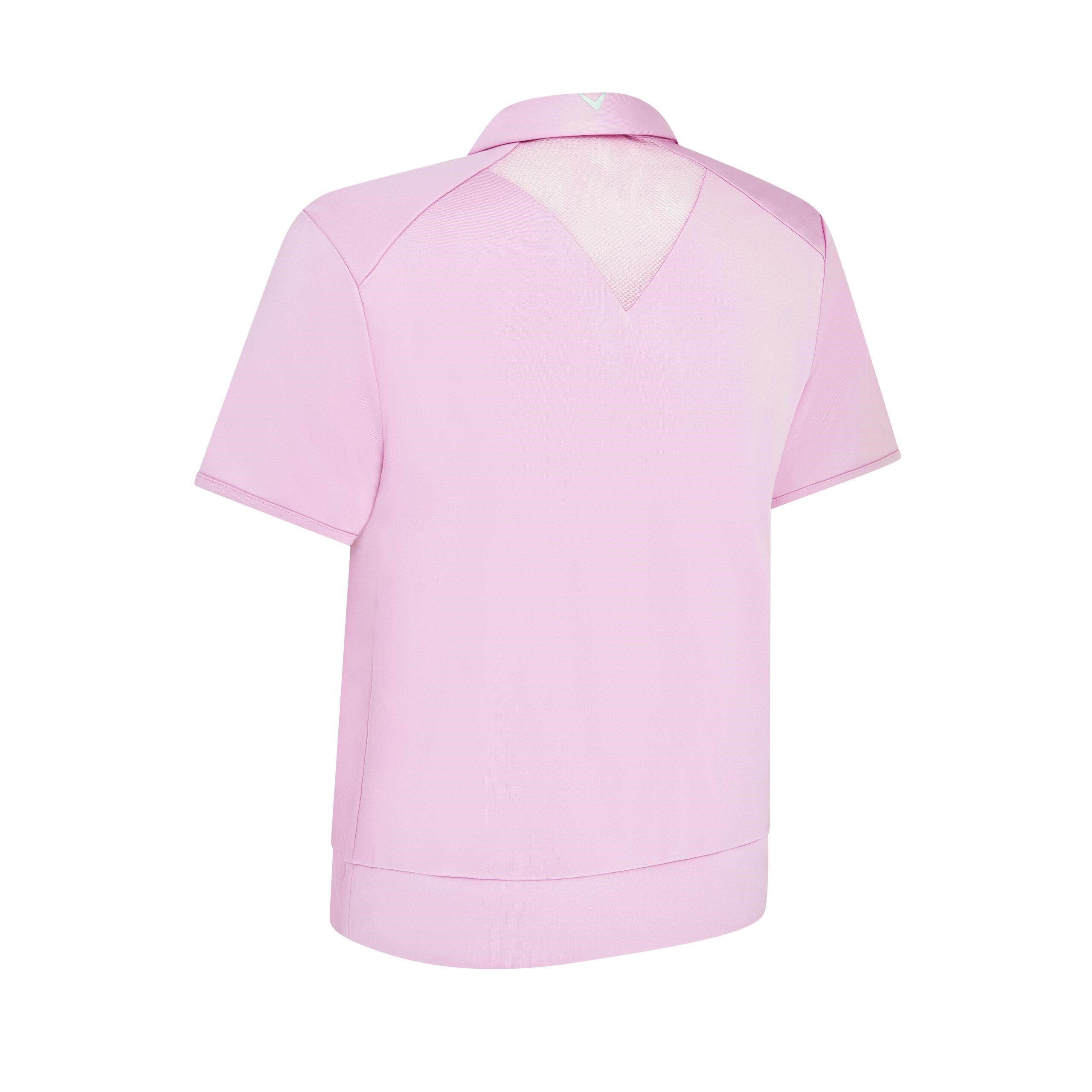 Callaway Waist Length Mesh Detail Short Sleeve Damen Poloshirt, rosa