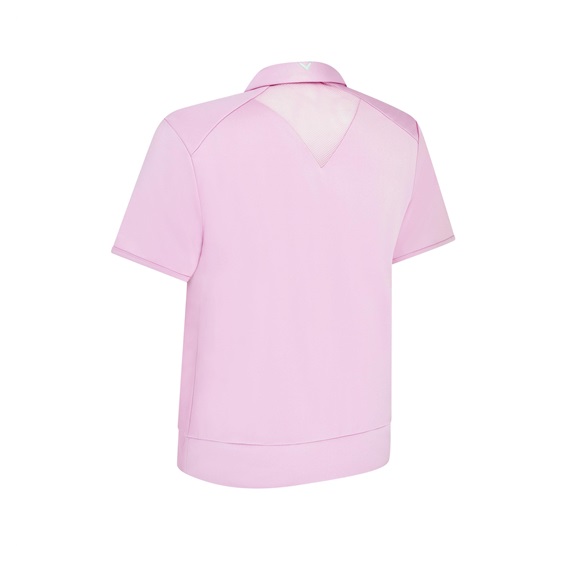 Callaway Waist Length Mesh Detail Short Sleeve Damen Poloshirt, rosa