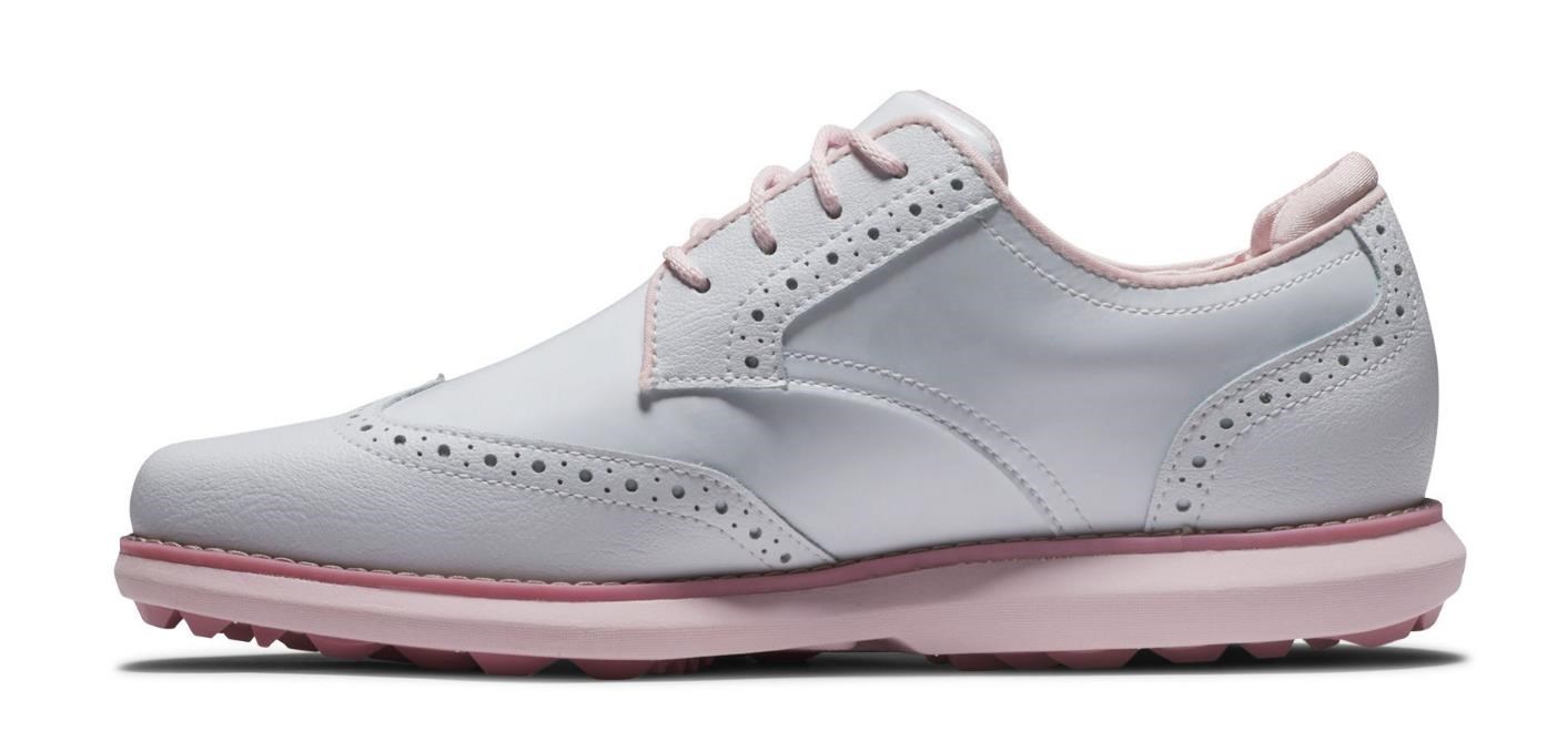 FootJoy Traditions Spikeless Damen Golfschuhe, weiss/rosa