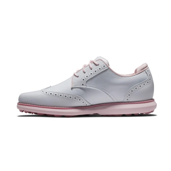 FootJoy Traditions Spikeless Damen Golfschuhe, weiss/rosa