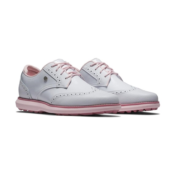 FootJoy Traditions Spikeless Damen Golfschuhe, weiss/rosa