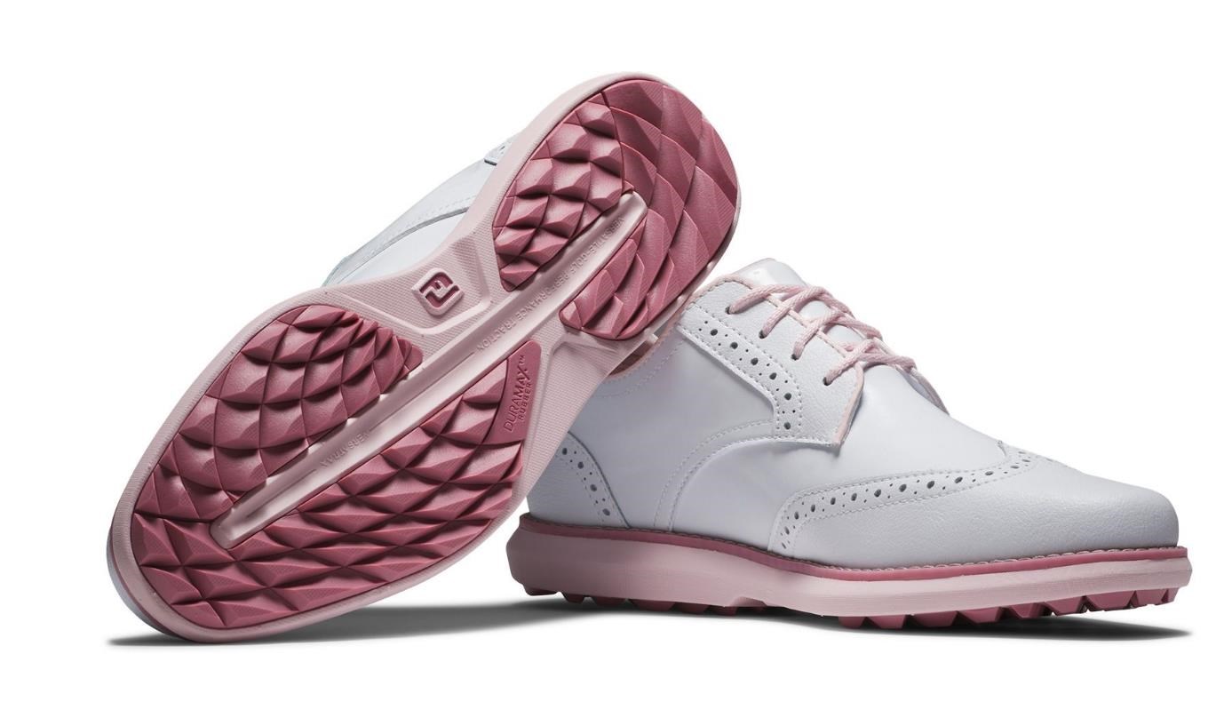 FootJoy Traditions Spikeless Damen Golfschuhe, weiss/rosa