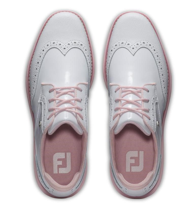 FootJoy Traditions Spikeless Damen Golfschuhe, weiss/rosa