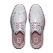 FootJoy Traditions Spikeless Damen Golfschuhe, weiss/rosa