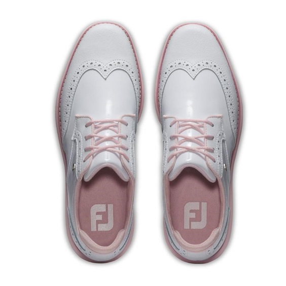 FootJoy Traditions Spikeless Damen Golfschuhe, weiss/rosa