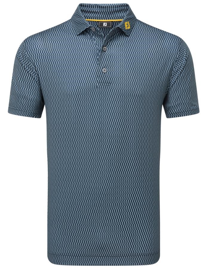 FootJoy Wiggle Print Lisle Herren Poloshirt, dunkelblau/grau/weiss