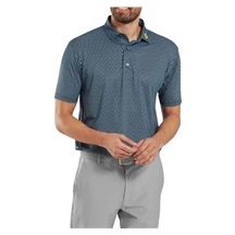 FootJoy Wiggle Print Lisle Herren Poloshirt, dunkelblau/grau/weiss