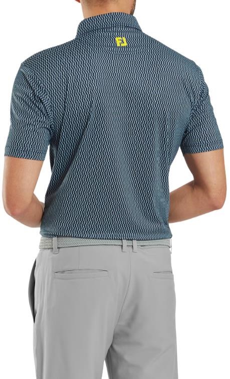 FootJoy Wiggle Print Lisle Herren Poloshirt, dunkelblau/grau/weiss