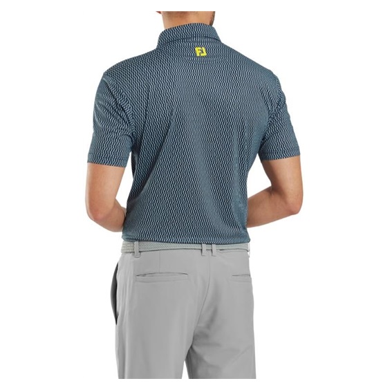 FootJoy Wiggle Print Lisle Herren Poloshirt, dunkelblau/grau/weiss