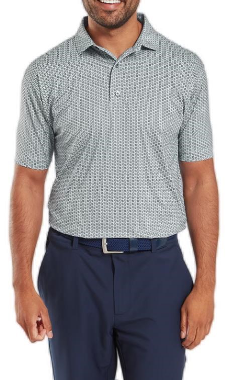 FootJoy Houndstooth Geo Lisle Herren Poloshirt, grau