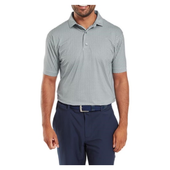 FootJoy Houndstooth Geo Lisle Herren Poloshirt, grau