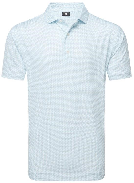 FootJoy Houndstooth Geo Lisle Herren Poloshirt, weiss/blau