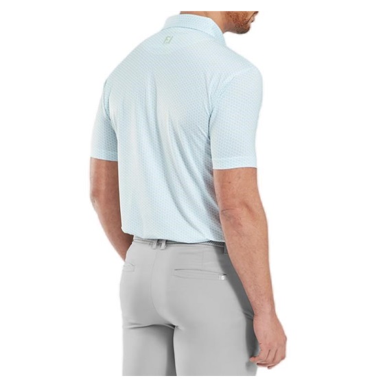 FootJoy Houndstooth Geo Lisle Herren Poloshirt, weiss/blau