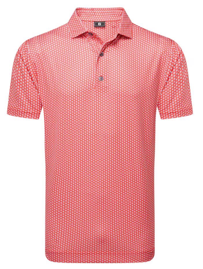 FootJoy Houndstooth Geo Lisle Herren Poloshirt, hibiscus