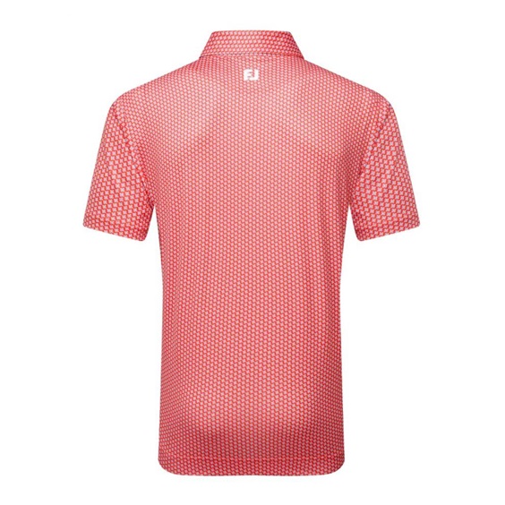 FootJoy Houndstooth Geo Lisle Herren Poloshirt, hibiscus