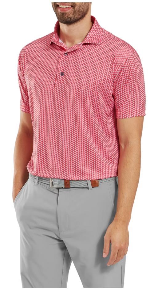 FootJoy Houndstooth Geo Lisle Herren Poloshirt, hibiscus