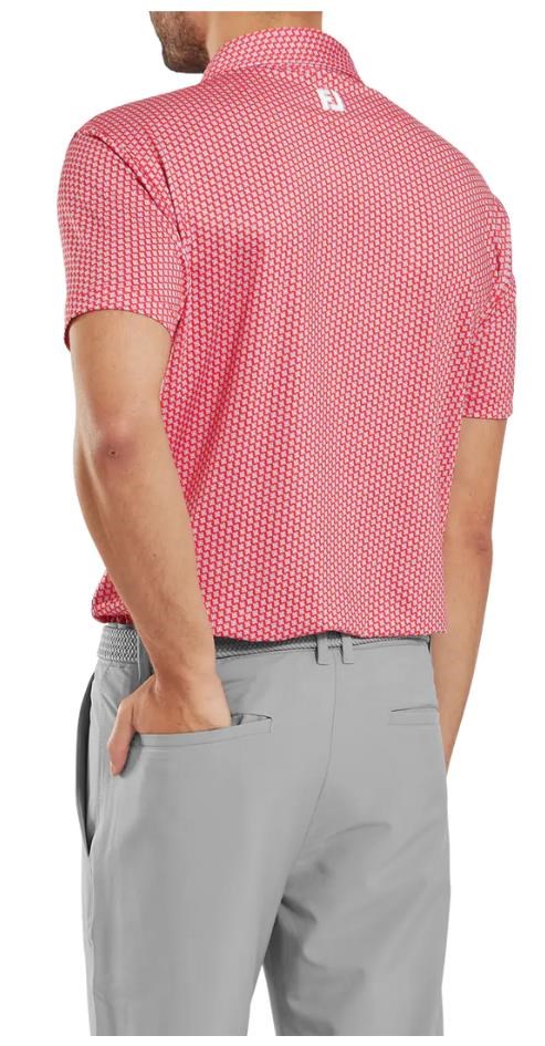 FootJoy Houndstooth Geo Lisle Herren Poloshirt, hibiscus