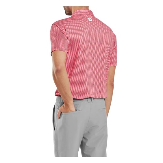 FootJoy Houndstooth Geo Lisle Herren Poloshirt, hibiscus