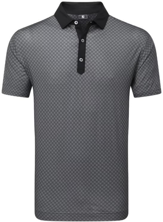 FootJoy Checker Print Lisle Herren Poloshirt, schwarz/weiss