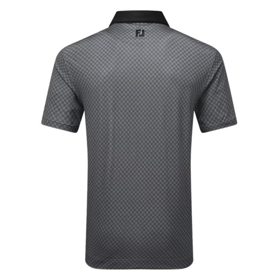 FootJoy Checker Print Lisle Herren Poloshirt, schwarz/weiss