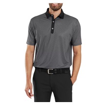 FootJoy Checker Print Lisle Herren Poloshirt, schwarz/weiss