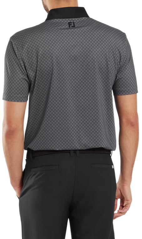 FootJoy Checker Print Lisle Herren Poloshirt, schwarz/weiss