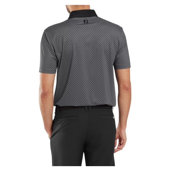 FootJoy Checker Print Lisle Herren Poloshirt, schwarz/weiss