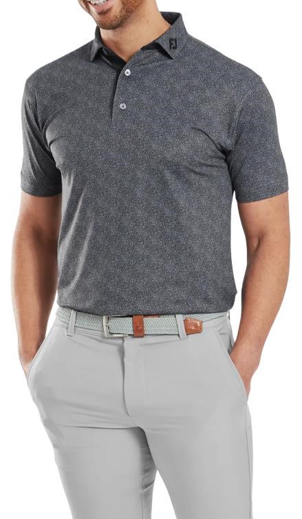 FootJoy Speckle Print Pique Herren Poloshirt, schwarz