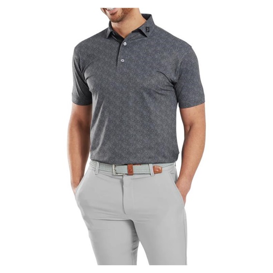 FootJoy Speckle Print Pique Herren Poloshirt, schwarz