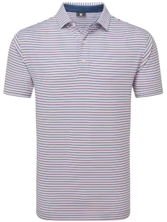FootJoy Balance Stripe Lisle Herren Poloshirt, blau/weiss/rosa