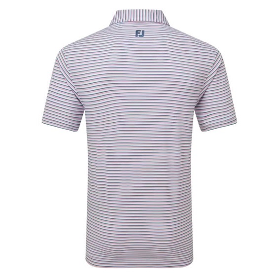 FootJoy Balance Stripe Lisle Herren Poloshirt, blau/weiss/rosa