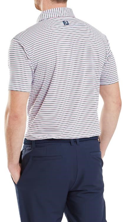 FootJoy Balance Stripe Lisle Herren Poloshirt, blau/weiss/rosa