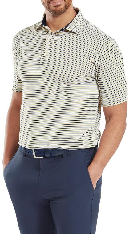 FootJoy Balance Stripe Lisle Herren Poloshirt, blau/weiss/orange