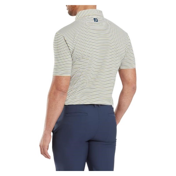 FootJoy Balance Stripe Lisle Herren Poloshirt, blau/weiss/orange