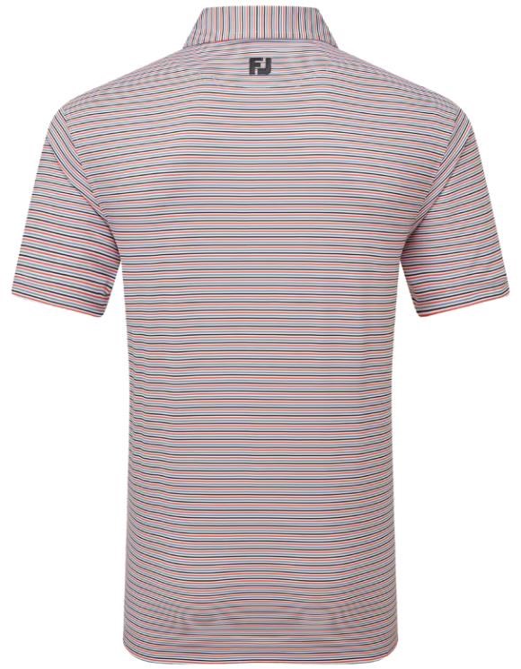 FootJoy Balance Stripe Lisle Herren Poloshirt, white/black/hibiscus/flint