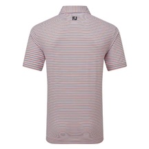FootJoy Balance Stripe Lisle Herren Poloshirt, white/black/hibiscus/flint