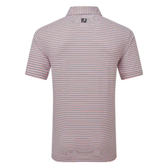 FootJoy Balance Stripe Lisle Herren Poloshirt, white/black/hibiscus/flint