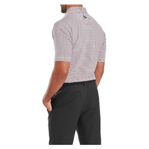 FootJoy Balance Stripe Lisle Herren Poloshirt, white/black/hibiscus/flint