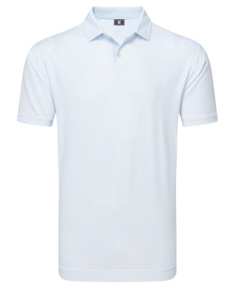 FootJoy Irongate Print Lisle Herren Poloshirt, white/skyway