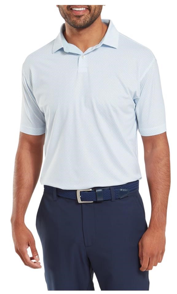 FootJoy Irongate Print Lisle Herren Poloshirt, white/skyway