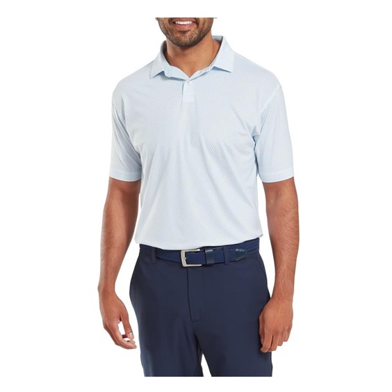 FootJoy Irongate Print Lisle Herren Poloshirt, white/skyway