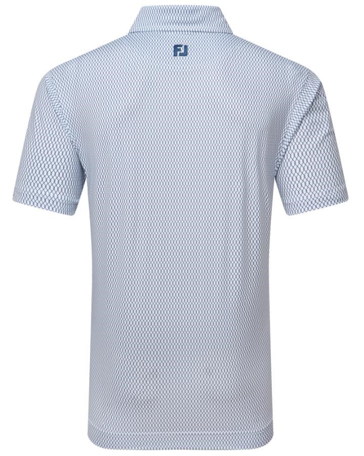 FootJoy Irongate Print Lisle Herren Poloshirt, weiss/dunkelblau
