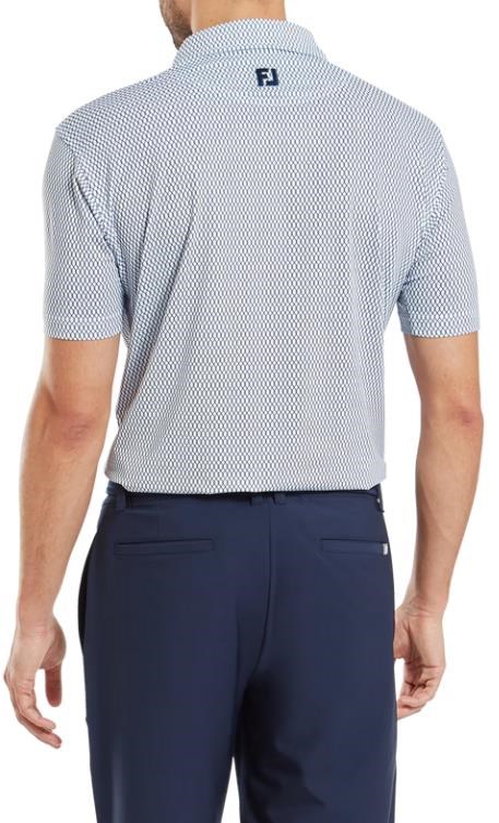 FootJoy Irongate Print Lisle Herren Poloshirt, weiss/dunkelblau